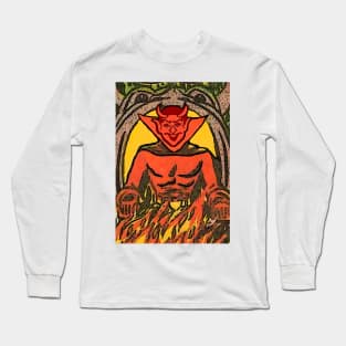 Devil on the throne and burning fire Long Sleeve T-Shirt